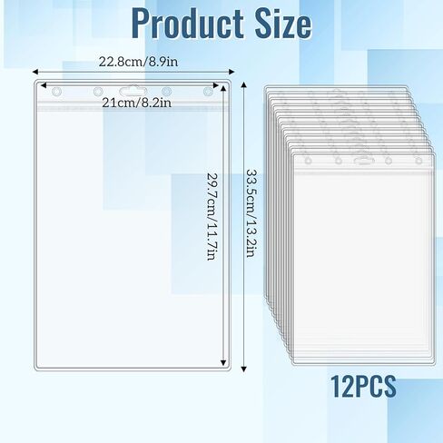 12 Pack Clear Sheet Protectors 8.5" x 11" Waterproof Resealable Zip Page Protectors Heavy Duty Dry Erase Document Holder Plastic Sleeves Protectors for Documents Photos Wall Sign Display in Saudi Arabia