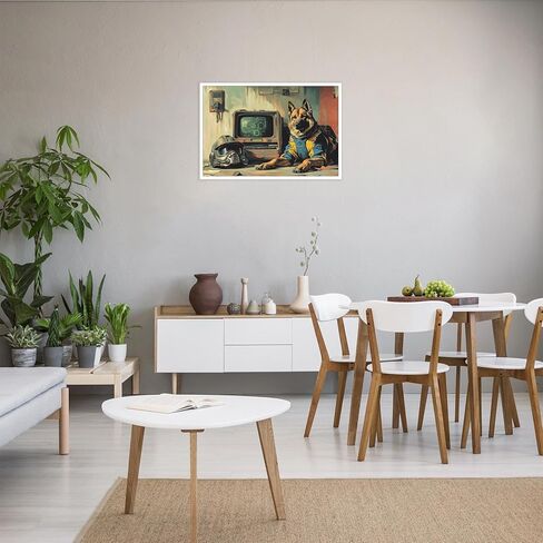 ECUASMR Fallout Inspired German Shepherd Companion Artwork Poster - Canvas Wall Art Decoration for Any Room - Power Armor Helmet Poster Print 12X16 in Unframed in Saudi Arabia