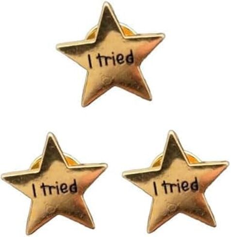 3Pcs Gold i Tried Stars Enamel Pin, Creative Pop-Enamel Lapel Badges Brooch, Funny Pins for Bags in Kuwait