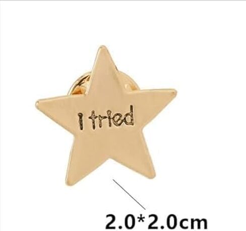 3Pcs Gold i Tried Stars Enamel Pin, Creative Pop-Enamel Lapel Badges Brooch, Funny Pins for Bags in Kuwait