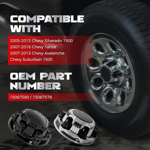 Silver Chevy Center Caps 4 Pack 6 Lug Hub Caps Chrome Fit for 2005-2013 Silverado 1500 2007-2013 Tahoe Avalanche Suburban 1500 Replacement for 15067578 15067580 in Kuwait