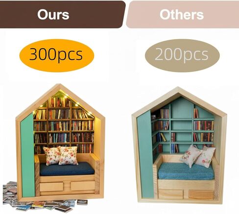 رف كتب للقلق مع 300 قطعة من الكتب الصغيرة والإضاءة، رف كتب صغير لتخفيف التوتر، رف كتب مكتبة مصغرة يمكنك صنعها بنفسك، ديكور منظم مكتب صغير للمكتب المنزلي، هدايا للعائلة والأصدقاء in Saudi Arabia
