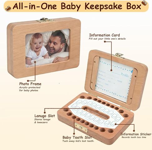 Tooth Fairy Tooth Holder, Handcrafted Natural Wood Storage Box with Fairy Gold Coin, Ideal for Baby Teeth Umbilical Cord Lanugo, Odorless Non-toxic Keepsake Organizer for Lost Teeth Preservation in Saudi Arabia