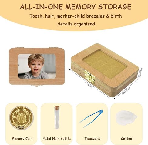 Tooth Fairy Tooth Holder, Handcrafted Natural Wood Storage Box with Fairy Gold Coin, Ideal for Baby Teeth Umbilical Cord Lanugo, Odorless Non-toxic Keepsake Organizer for Lost Teeth Preservation in Saudi Arabia