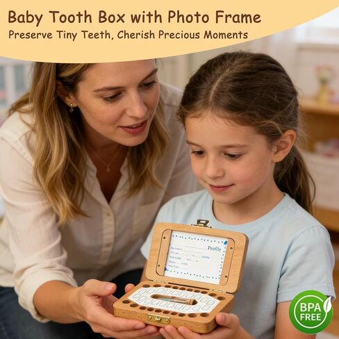 Tooth Fairy Tooth Holder, Handcrafted Natural Wood Storage Box with Fairy Gold Coin, Ideal for Baby Teeth Umbilical Cord Lanugo, Odorless Non-toxic Keepsake Organizer for Lost Teeth Preservation in Saudi Arabia