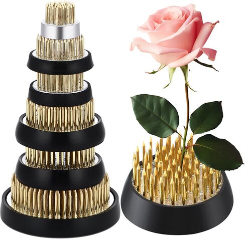Sliner 6 Pcs Flower Frogs Round Brass Floral Frogs Flower Holder Japanese Ikebana Vase Kenzan Flower Flower Arranger Flower Fixed Tools Pin for Flower Arrangement Home DIY Craft, 6 Size in Saudi Arabia