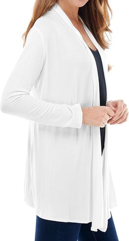 Azules Long Sleeve Open Front Cardigan for Women – Lightweight Rayon Sweater, Soft Flowy Layer for Casual or Dressy Outfits in Saudi Arabia