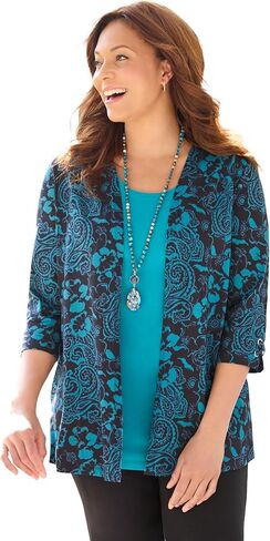 Women's Plus Size Suprema 3/4-Sleeve Cardigan in Saudi Arabia