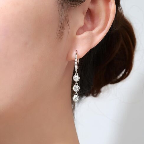 Moissanite Hoop Earrings for women, 925 Sterling Silver Hoop Earrings D Color VVS1 Moissanite Dangle Drop Earrings for Women Hypoallergenic Jewelry Gifts in Saudi Arabia
