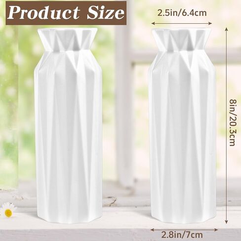 10 Pack Composite Plastic Flower Vase,8 Inch White Flower Vases,Floral Vases for Centerpieces,Unbreakable Flower Vases,Plastic Vases for Wedding Dinner Party Living Room Decor in Kuwait