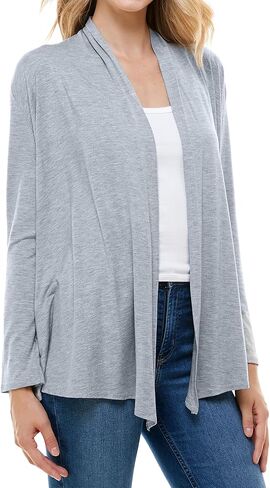 Azules Long Sleeve Open Front Cardigan for Women – Lightweight Rayon Sweater, Soft Flowy Layer for Casual or Dressy Outfits in Saudi Arabia