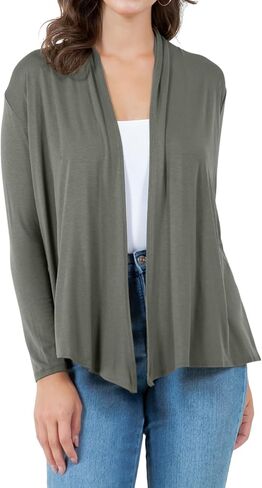 Azules Long Sleeve Open Front Cardigan for Women – Lightweight Rayon Sweater, Soft Flowy Layer for Casual or Dressy Outfits in Saudi Arabia
