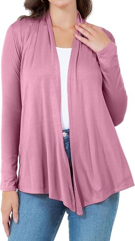 Azules Long Sleeve Open Front Cardigan for Women – Lightweight Rayon Sweater, Soft Flowy Layer for Casual or Dressy Outfits in Saudi Arabia