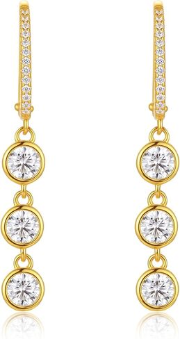 Moissanite Hoop Earrings for women, 925 Sterling Silver Hoop Earrings D Color VVS1 Moissanite Dangle Drop Earrings for Women Hypoallergenic Jewelry Gifts in Saudi Arabia