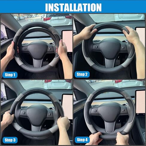 Flat Bottom Car Steering Wheel Cover for Nissan Rogue/Altima/Kicks/Maxima| Non-Slip Grip & D Shaped Design for Nissan Rogue Altima Kicks 14.5-15" Steering Wheels (Black-Standard Size) in Saudi Arabia