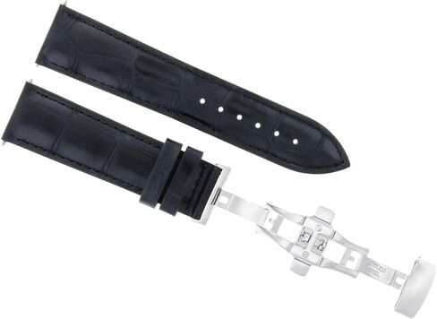 Ewatchparts 20mm Leather Watch Band Strap Compatible With Montblanc Utc Watch Buckle Clasp Black in Saudi Arabia