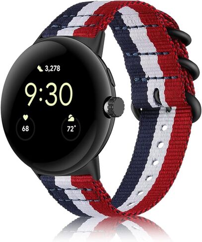 Soft Nylon Watch Bands Compatible with Google Pixel Watch 1/2/3/4 41MM, Soft Elastic Adjustable Replacement Strap with Stainless Steel Clasp for All-Day Wear, Men & Women, Khaki in Kuwait