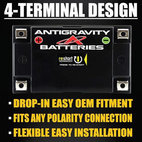 Antigravity AT12BS-RS Lithium Ion Battery with BMS and Re-Start Technology - 360cca 2.3 Pounds 12Ah Lightweight Motorcycle Battery - Replaces YTZ10S - YTZ12 - YTZ14 - YTX9 - YTX7A-BS - YT12A-BS in Saudi Arabia