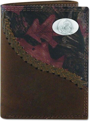 NCAA Lsu Tigers Brown Wrinkle Leather Trifold Concho Wallet, One Size in Saudi Arabia