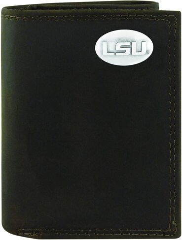 NCAA Lsu Tigers Brown Wrinkle Leather Trifold Concho Wallet, One Size in Saudi Arabia