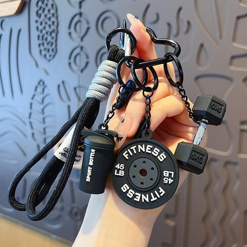 Colorful Fitness Keychain Set - Silicone Dumbbell/Kettlebell Charm, Metal Clasp, Motivational Gym Bag Accessory, Workout Gift in Saudi Arabia
