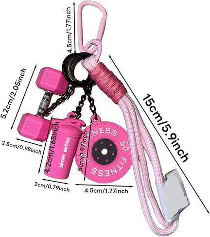 Colorful Fitness Keychain Set - Silicone Dumbbell/Kettlebell Charm, Metal Clasp, Motivational Gym Bag Accessory, Workout Gift in Saudi Arabia