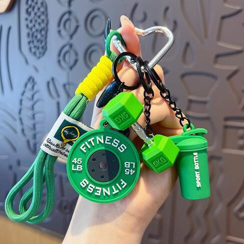 Colorful Fitness Keychain Set - Silicone Dumbbell/Kettlebell Charm, Metal Clasp, Motivational Gym Bag Accessory, Workout Gift in Saudi Arabia