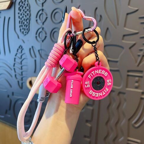 Colorful Fitness Keychain Set - Silicone Dumbbell/Kettlebell Charm, Metal Clasp, Motivational Gym Bag Accessory, Workout Gift in Saudi Arabia