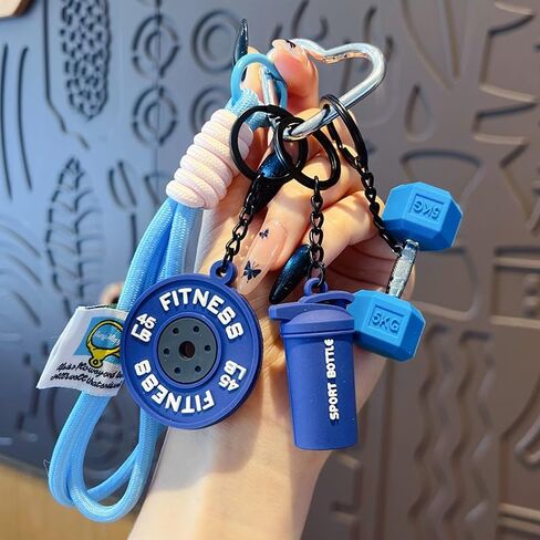 Colorful Fitness Keychain Set - Silicone Dumbbell/Kettlebell Charm, Metal Clasp, Motivational Gym Bag Accessory, Workout Gift in Saudi Arabia