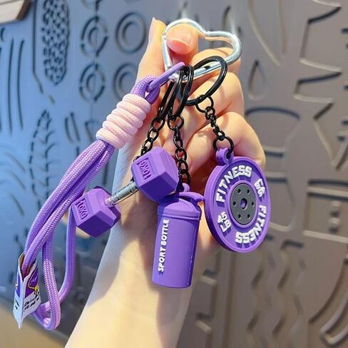 Colorful Fitness Keychain Set - Silicone Dumbbell/Kettlebell Charm, Metal Clasp, Motivational Gym Bag Accessory, Workout Gift in Saudi Arabia