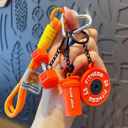 Colorful Fitness Keychain Set - Silicone Dumbbell/Kettlebell Charm, Metal Clasp, Motivational Gym Bag Accessory, Workout Gift in Saudi Arabia