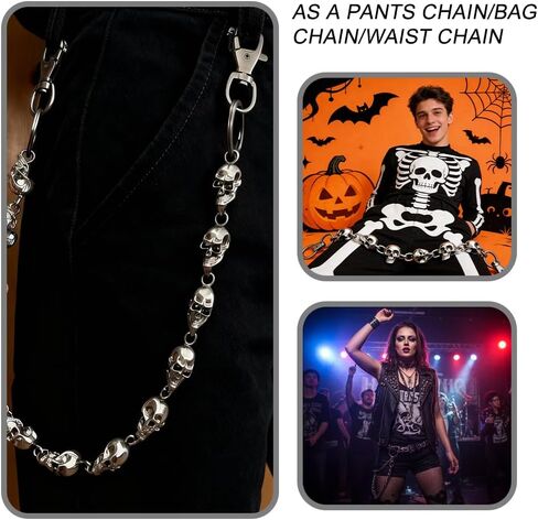 23.6-in Skull Sword Chain,Gothic Biker Trousers Chain with Alloy Skull for Men Women, Edgy Wallet Belt Accessory for Jeans in Saudi Arabia