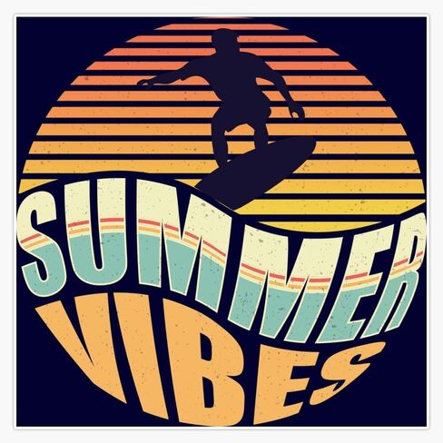 Retro summer vibes surfing 80s Window Water Bottle Bumper Sticker Decal 5" in Saudi Arabia