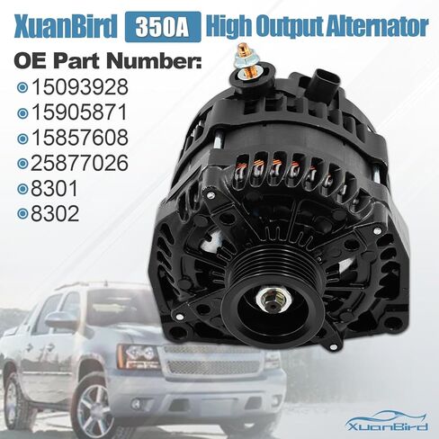 15093928 350A High Output Alternator Fits for Chevy Silverado Avalanche Suburban Tahoe for Cadillac Escalade ESV EXT for GMC Yukon XL for HUMMER H2 2007-2014, 4.3L 4.8L 5.3L 5.7L 6.0L 6.2L in Kuwait