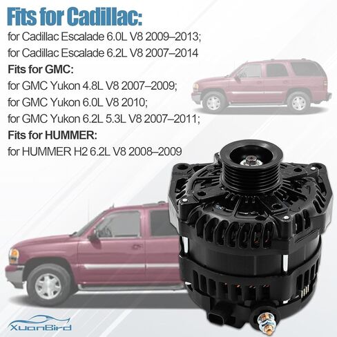 15093928 350A High Output Alternator Fits for Chevy Silverado Avalanche Suburban Tahoe for Cadillac Escalade ESV EXT for GMC Yukon XL for HUMMER H2 2007-2014, 4.3L 4.8L 5.3L 5.7L 6.0L 6.2L in Kuwait