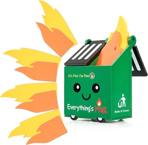 320Pcs Funny Sticky Notes Flame Note Cards with Desk Dumpster Fire Sticky Note Holder & Tiny Emotional Support Crochet Raccoon Plush Funny Office Supplies for Coworker Teacher Women Men (Black) in Saudi Arabia
