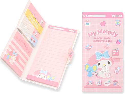 Cute Sticky Memo Pad Book Type - Sticky Notes Pad Set, Portable Memo Pad Book with Lined Sticky Notes, Page Marker, and Sticky Notes (My-Meloday) in Kuwait