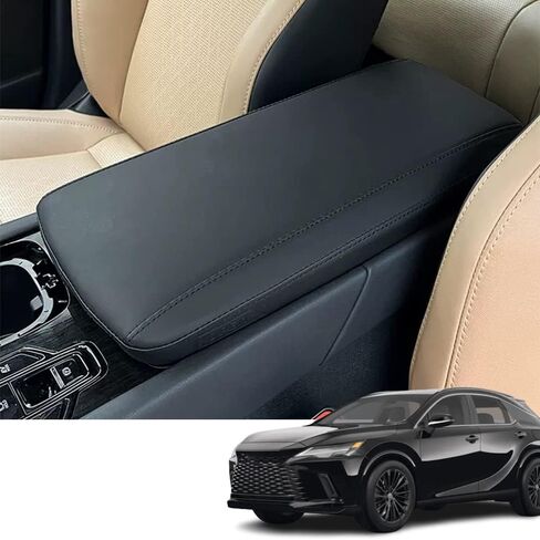 Custom Interior Accessories for 2023 Lexus RX 350 RX 350h RX 450h+ RX 500h Leather Center Armrest Box Cover Armrest Cushion Central Armrest Protector Pad(Black with Black Stitching) in Kuwait