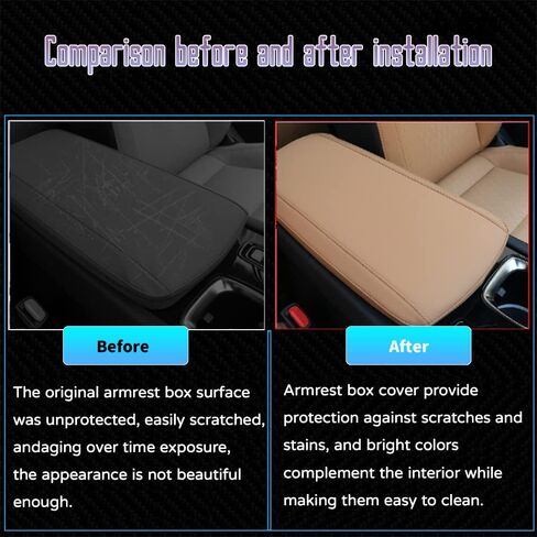 Custom Interior Accessories for 2023 Lexus RX 350 RX 350h RX 450h+ RX 500h Leather Center Armrest Box Cover Armrest Cushion Central Armrest Protector Pad(Black with Black Stitching) in Kuwait
