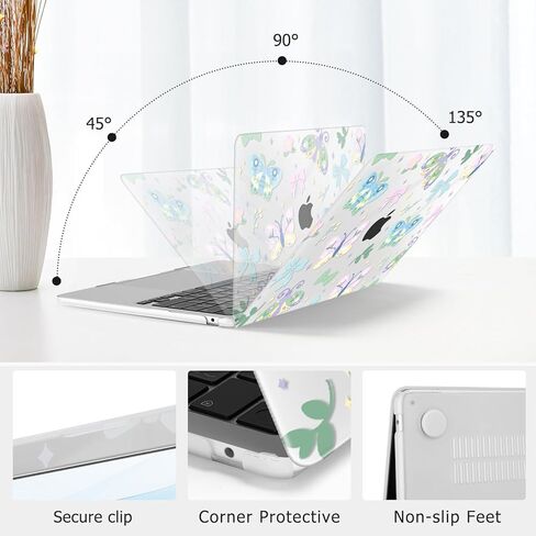 حافظة MOSISO متوافقة مع جهاز MacBook Air 13 بوصة 2026 2025 2024-2022 M4 A3240 M3 A3113 M2 A2681، غطاء صلب من البلاستيك وغطاء لوحة مفاتيح وواقي شاشة لجهاز MacBook Air 13.6 بوصة، فراشات رسم in Saudi Arabia