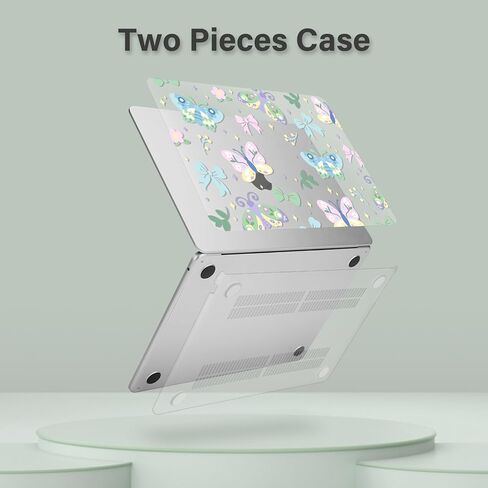حافظة MOSISO متوافقة مع جهاز MacBook Air 13 بوصة 2026 2025 2024-2022 M4 A3240 M3 A3113 M2 A2681، غطاء صلب من البلاستيك وغطاء لوحة مفاتيح وواقي شاشة لجهاز MacBook Air 13.6 بوصة، فراشات رسم in Saudi Arabia