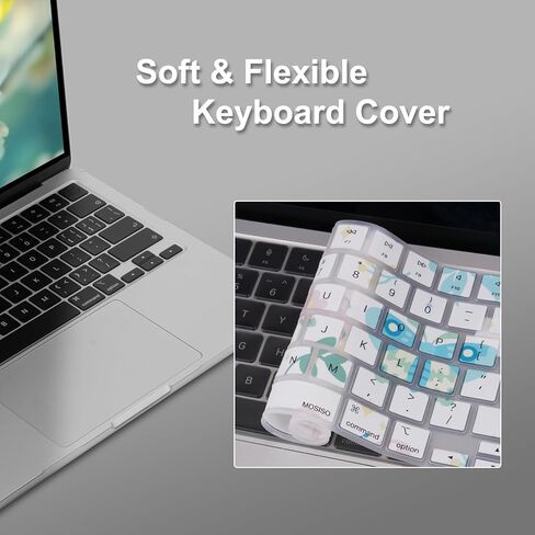 حافظة MOSISO متوافقة مع جهاز MacBook Air 13 بوصة 2026 2025 2024-2022 M4 A3240 M3 A3113 M2 A2681، غطاء صلب من البلاستيك وغطاء لوحة مفاتيح وواقي شاشة لجهاز MacBook Air 13.6 بوصة، فراشات رسم in Saudi Arabia
