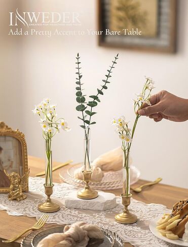 Bud Vases with Candlestick Holders: Set of 6 Clear Glass Vase with Silicon Sleeve for 0.87" Taper Candle Holder - Flower Vases for Centerpieces Wedding Table Party Decor in Saudi Arabia