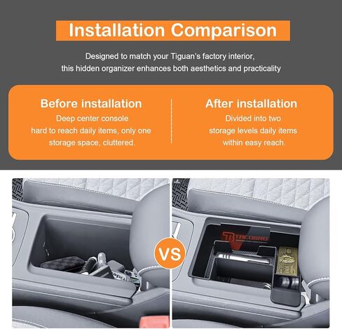 TACORBO Center Console Tray Compatible with Volkswagen Tiguan 2025 2026, Front Console Organizer VW Tiguan 2025 2026 Accessories,Coin Holder ABS Console Storage Box Tray in Saudi Arabia
