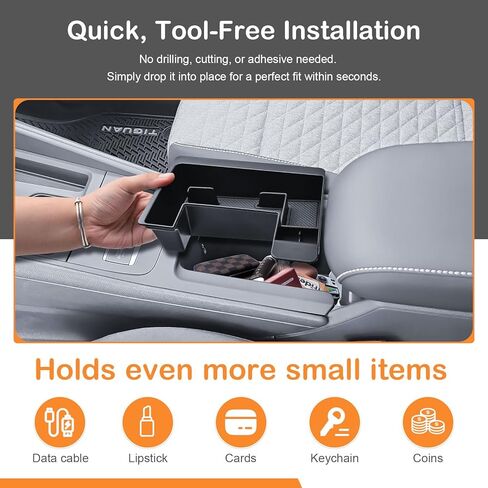 TACORBO Center Console Tray Compatible with Volkswagen Tiguan 2025 2026, Front Console Organizer VW Tiguan 2025 2026 Accessories,Coin Holder ABS Console Storage Box Tray in Saudi Arabia