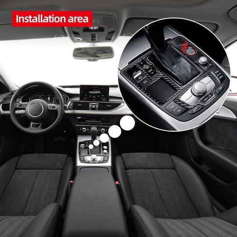 ملصق إطار لوحة ناقل الحركة من ألياف الكربون من BETTERHUMZ متوافق مع Audi A6 C7 RS6 S6 A7 4G8 S7 RS7 2012-2018 غطاء لوحة تبديل الوسائط المتعددة لوحدة التحكم المركزية (أسود) in Saudi Arabia