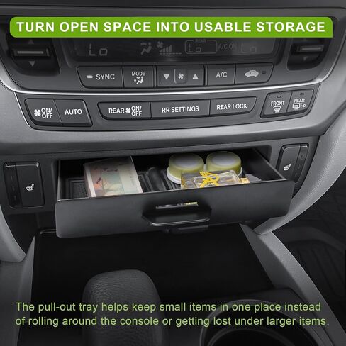 Center Console Drawer Organizer Compatible with Honda Pilot 2016-2022 / Ridgeline 2017-2026 / Passport 2019-2025 Accessories, Pull-Out Removable Storage Tray Secret Cubby Holder for Small Items in Saudi Arabia