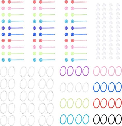 120 Pcs Plastic Earrings for Sensitive Ears Clear Studs for Women Hypoallergenic Hoops Invisible Post Earring for Sports in Saudi Arabia