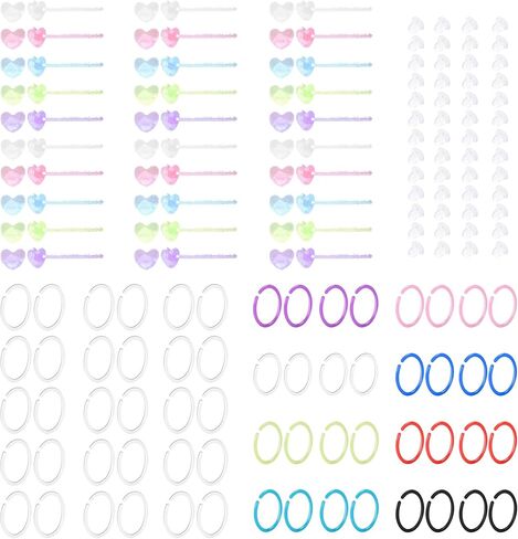 120 Pcs Plastic Earrings for Sensitive Ears Clear Studs for Women Hypoallergenic Hoops Invisible Post Earring for Sports in Saudi Arabia
