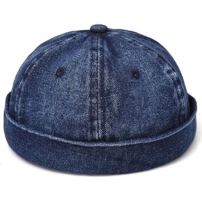 Classic Denim Skull Cap for Men Adjustable Brimless Beanie Hat for Everyday Casual Wear in Saudi Arabia